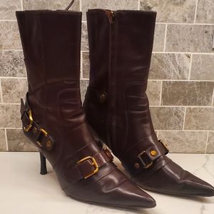 Steven by Steve Madden mid length brown leather boots